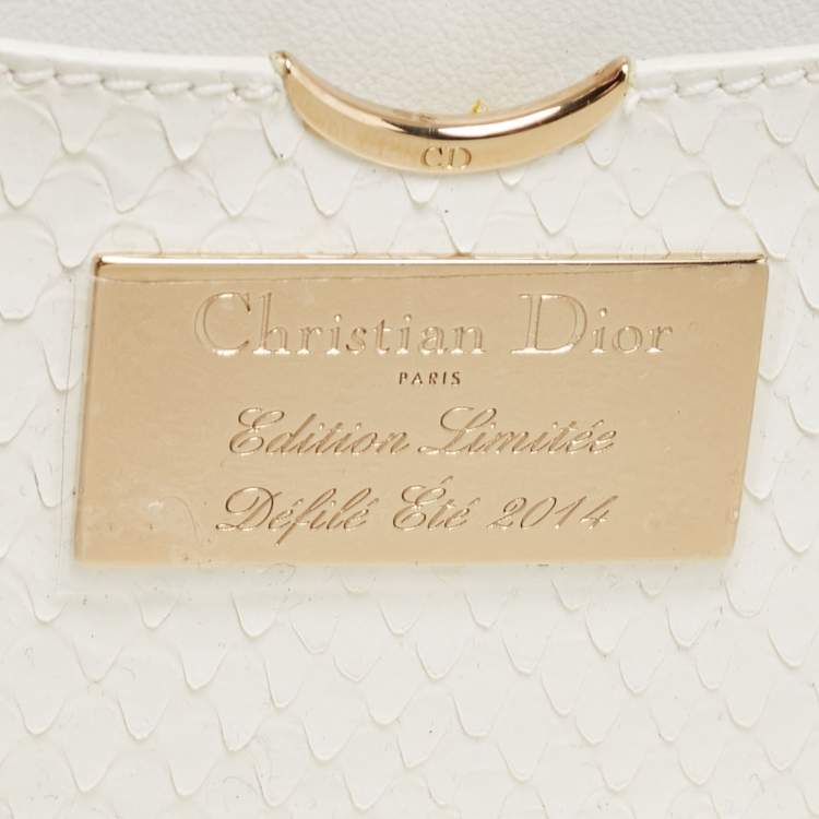Pre Owned Dior White Snakeskin Leather Beaded Tassel Clutch