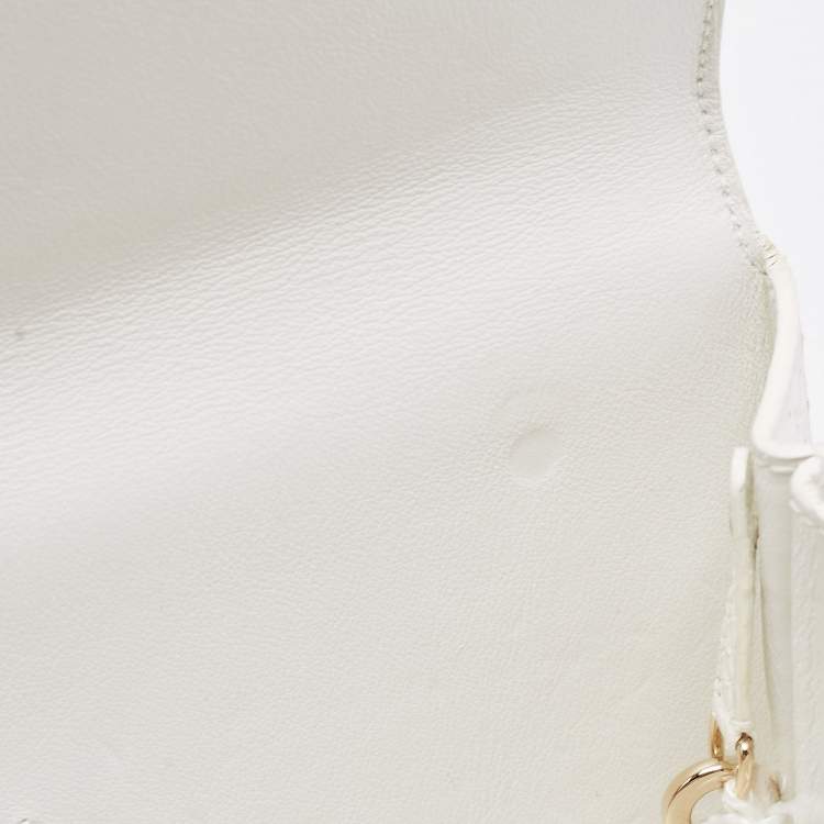 Pre Owned Dior White Snakeskin Leather Beaded Tassel Clutch