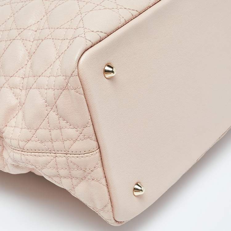 Pre Owned Dior Pink Cannage Coated Canvas and Leather Medium Panarea Shopper Tote