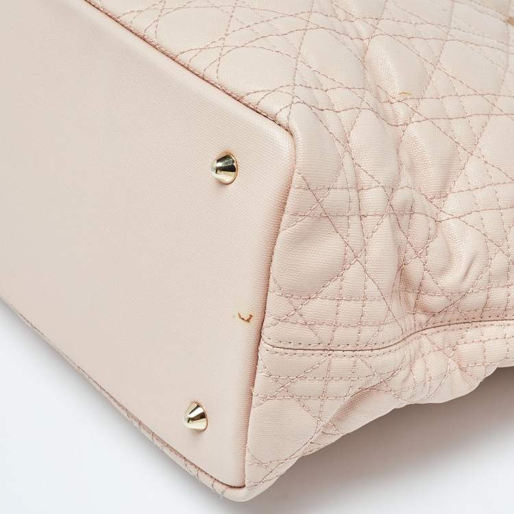 Pre Owned Dior Pink Cannage Coated Canvas and Leather Medium Panarea Shopper Tote