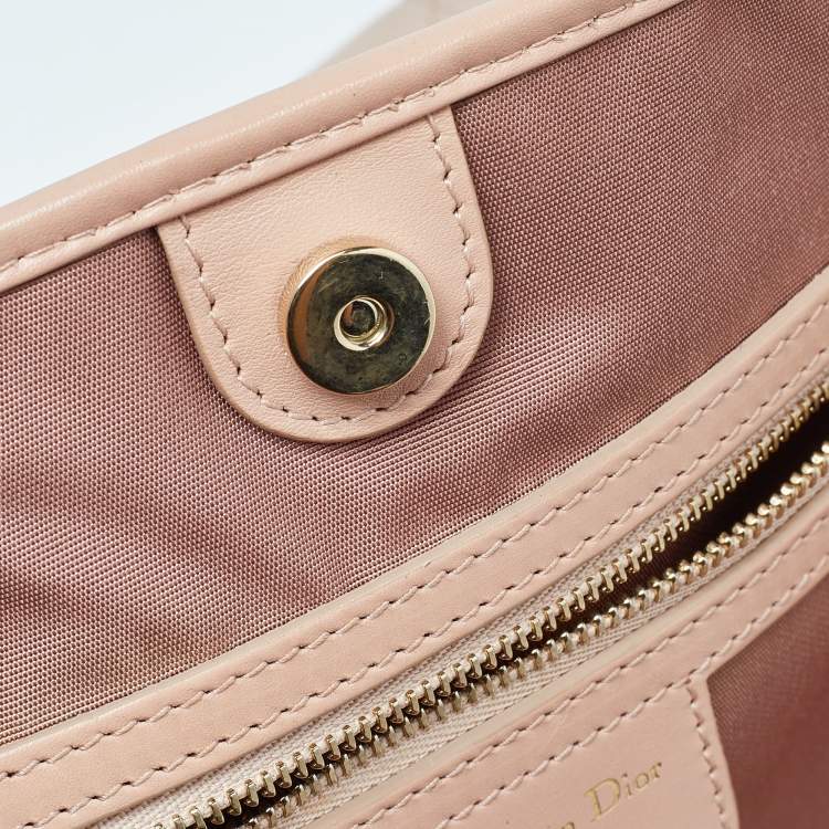 Pre Owned Dior Pink Cannage Coated Canvas and Leather Medium Panarea Shopper Tote