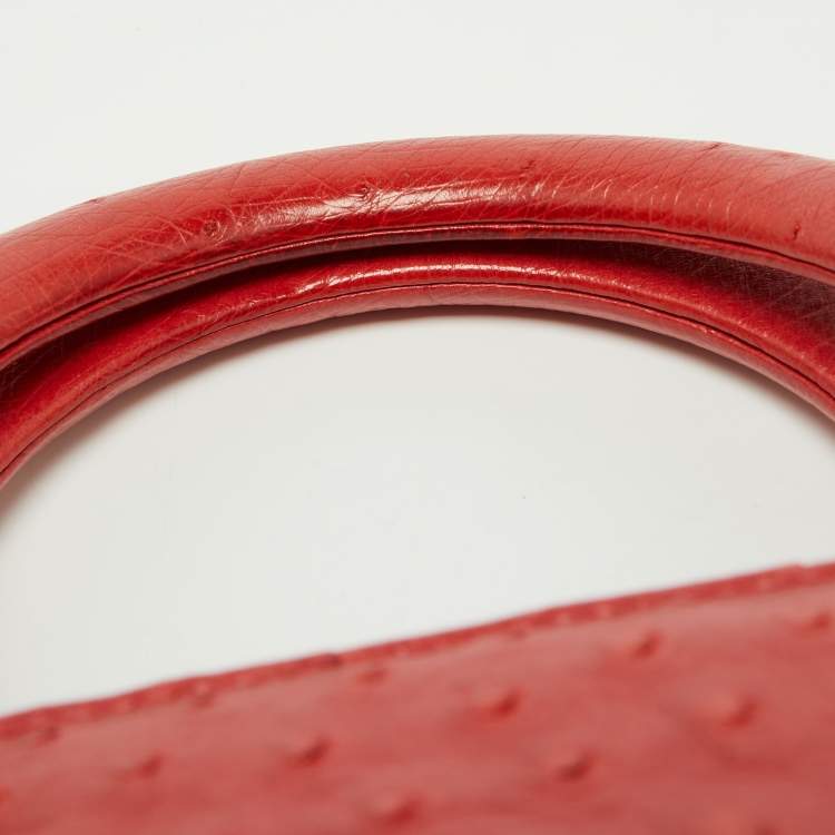 مملوكة مسبقًا Dior Red Ostrich Large Lady Dior Tote