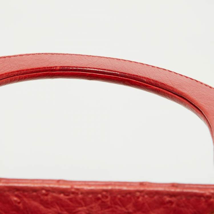 مملوكة مسبقًا Dior Red Ostrich Large Lady Dior Tote