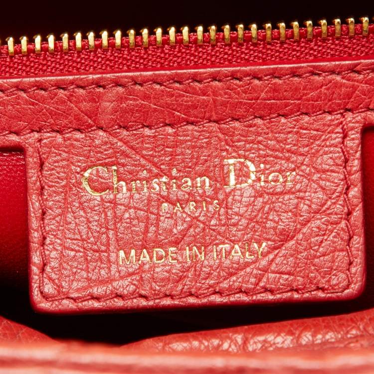 مملوكة مسبقًا Dior Red Ostrich Large Lady Dior Tote
