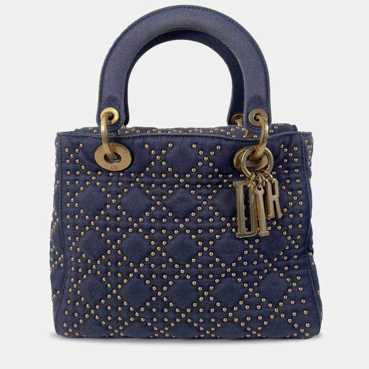 Dior Medium Studded Denim Supple Lady Dior TLC