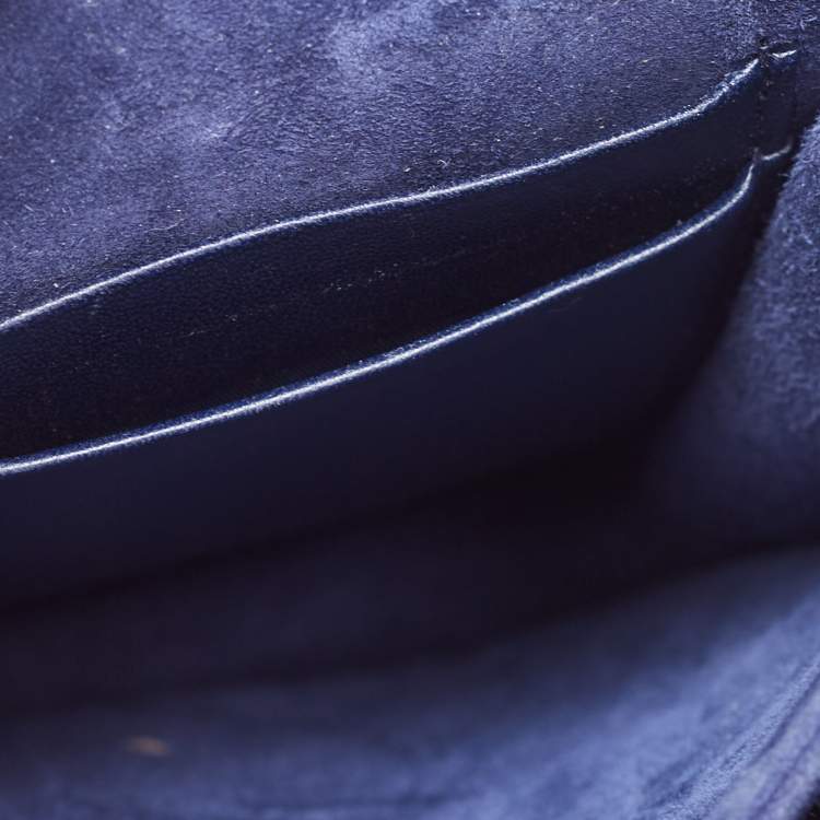 Pre Owned Dior Navy Blue Leather Studded Diorama Vertical Chain Clutch