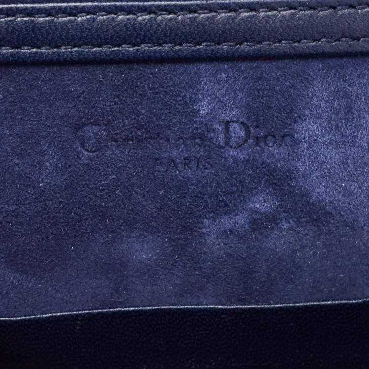 Pre Owned Dior Navy Blue Leather Studded Diorama Vertical Chain Clutch