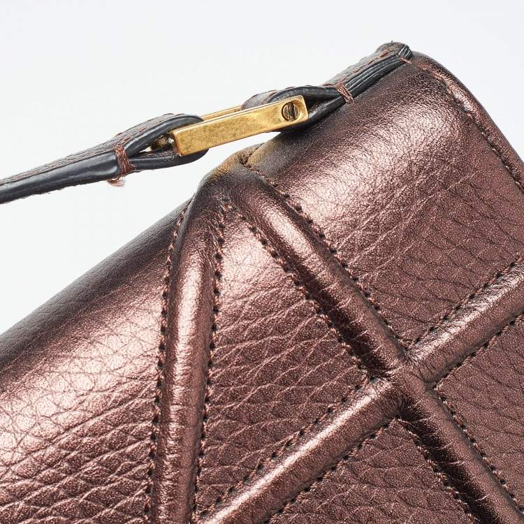 Pre Owned Dior Bronze Leather Diorama Top Handle Bag