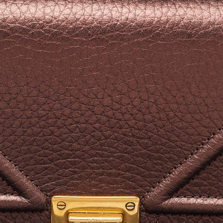 Pre Owned Dior Bronze Leather Diorama Top Handle Bag