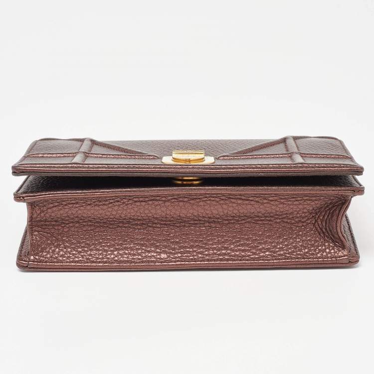 Pre Owned Dior Bronze Leather Diorama Top Handle Bag