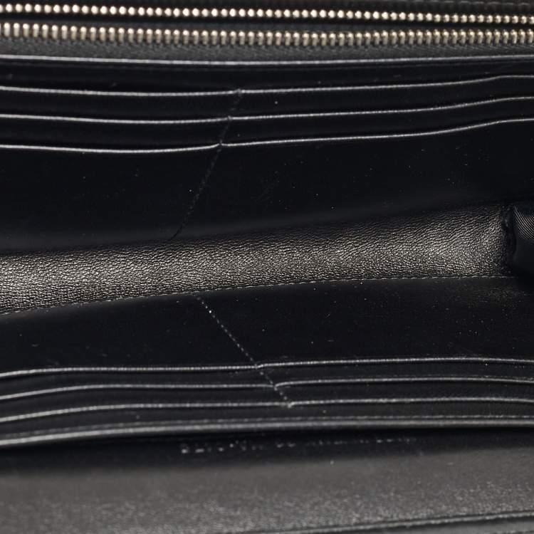 Pre Owned Dior Black Iridescent Cannage Patent and Leather Lady Dior Flap Wallet