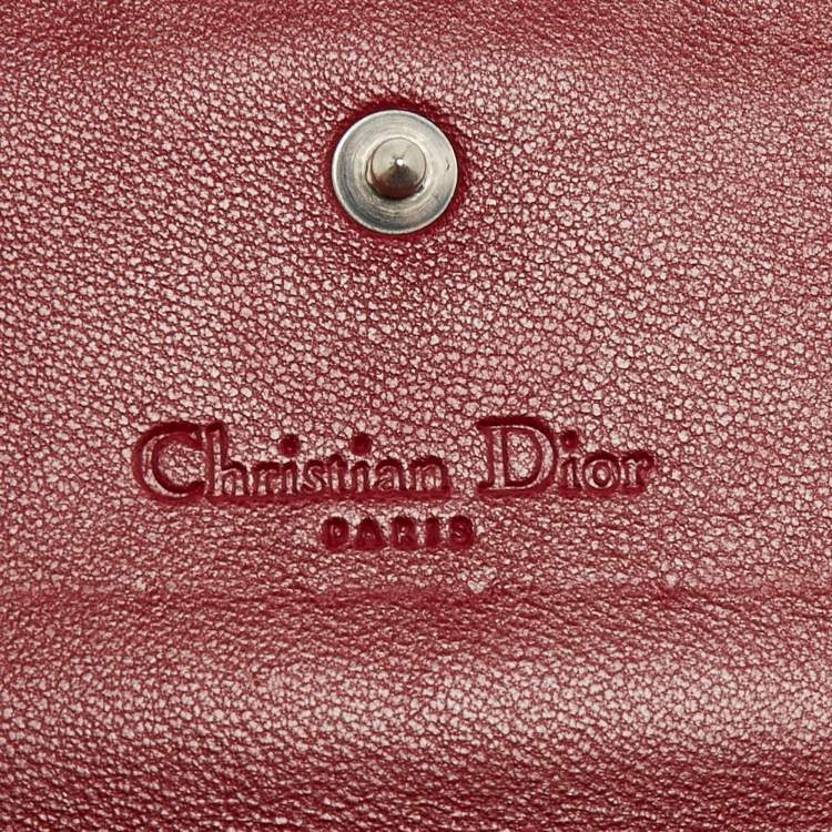 Pre Owned Dior Red Cannage Patent Leather Lady Dior Flap Wallet 