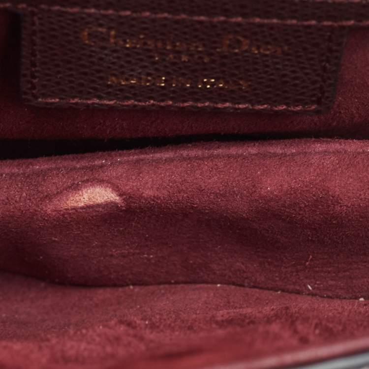 Pre Owned Dior Burgundy Grained Leather Saddle Bag