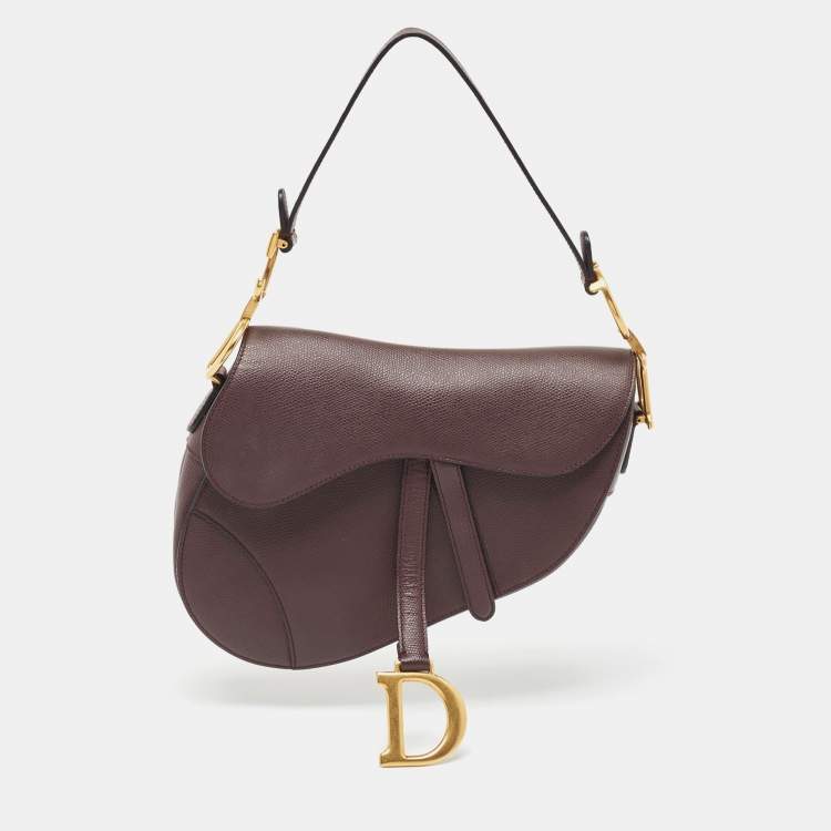 Dior Burgundy Grained Leather Saddle Bag Dior The Luxury Closet