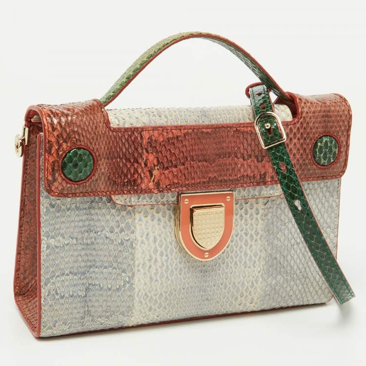 Pre Owned Dior Multicolor Watersnake Leather Mini Diorever Top Handle Bag