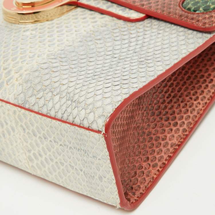 Pre Owned Dior Multicolor Watersnake Leather Mini Diorever Top Handle Bag