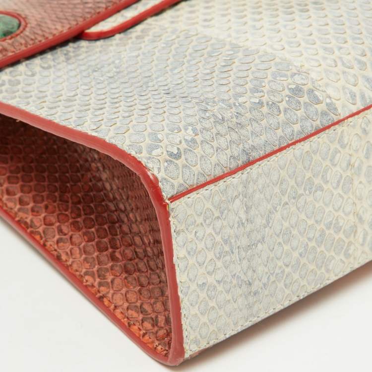 Pre Owned Dior Multicolor Watersnake Leather Mini Diorever Top Handle Bag