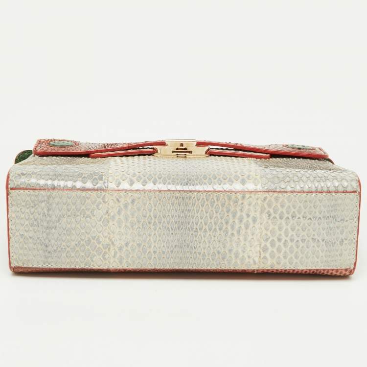 Pre Owned Dior Multicolor Watersnake Leather Mini Diorever Top Handle Bag