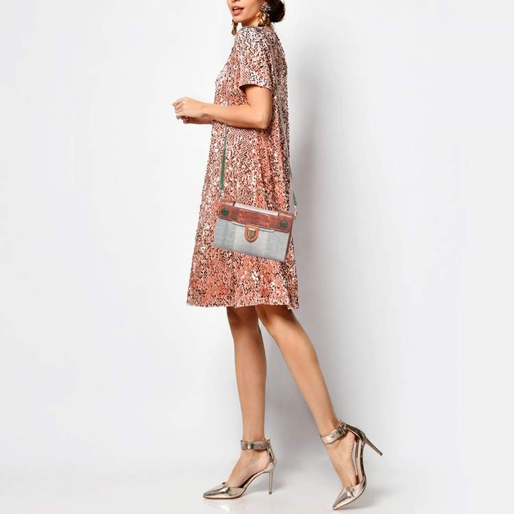 Pre Owned Dior Multicolor Watersnake Leather Mini Diorever Top Handle Bag