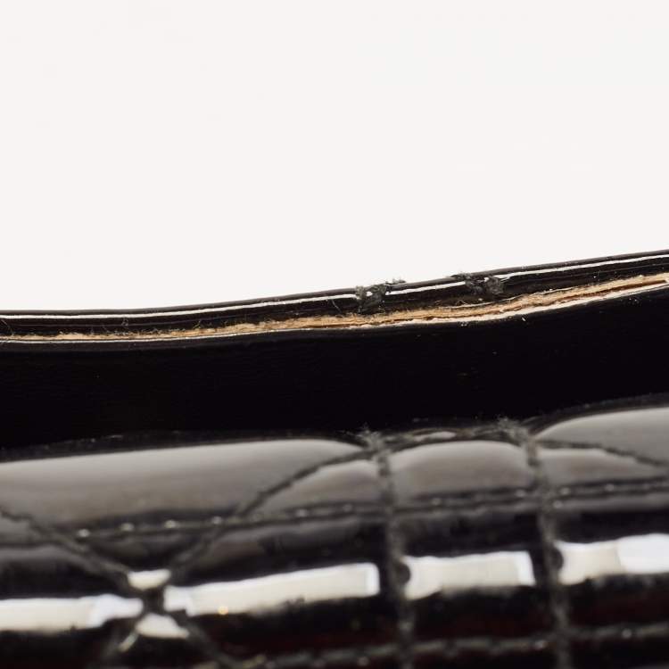 Pre Owned Dior Black Cannage Patent Leather Lady Dior Continental Wallet