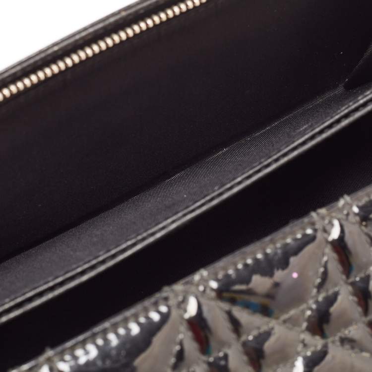 Pre Owned Dior Black Cannage Patent Leather Lady Dior Continental Wallet