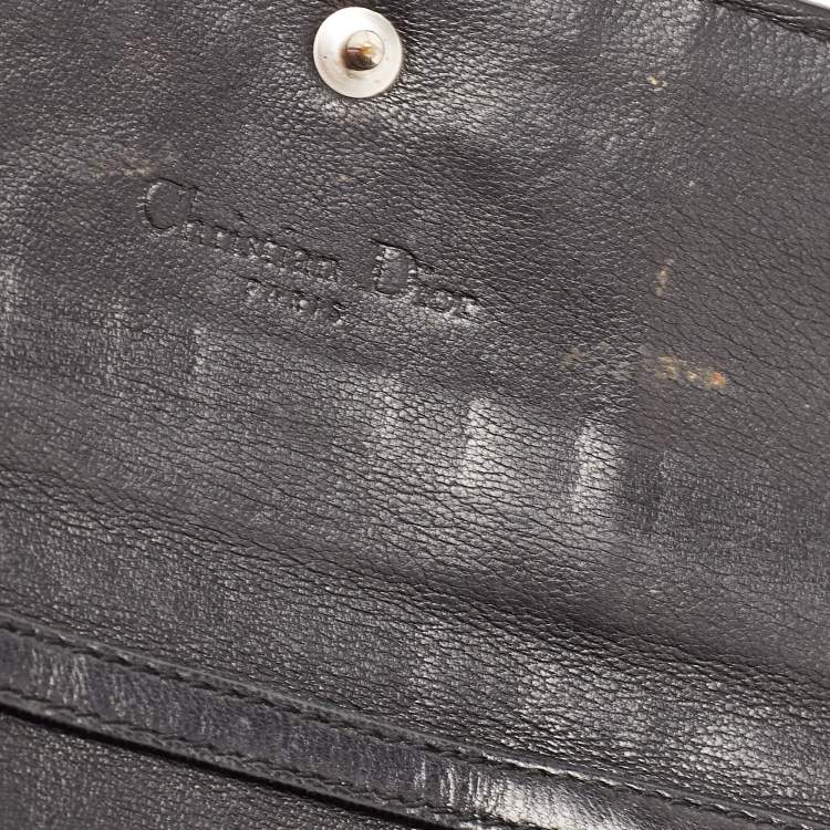 Pre Owned Dior Black Cannage Patent Leather Lady Dior Continental Wallet