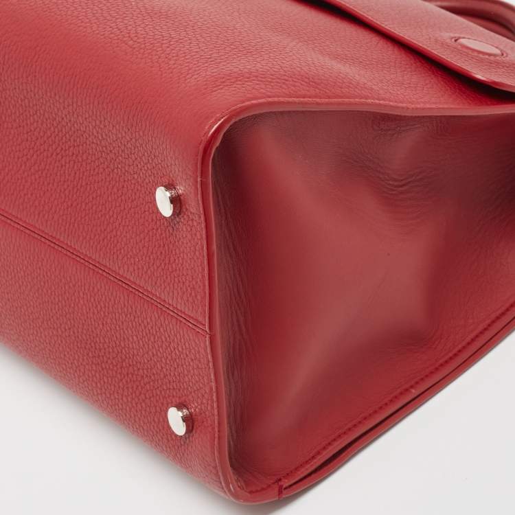 Pre Owned Dior Red Leather Large Diorever Top Handle Bag