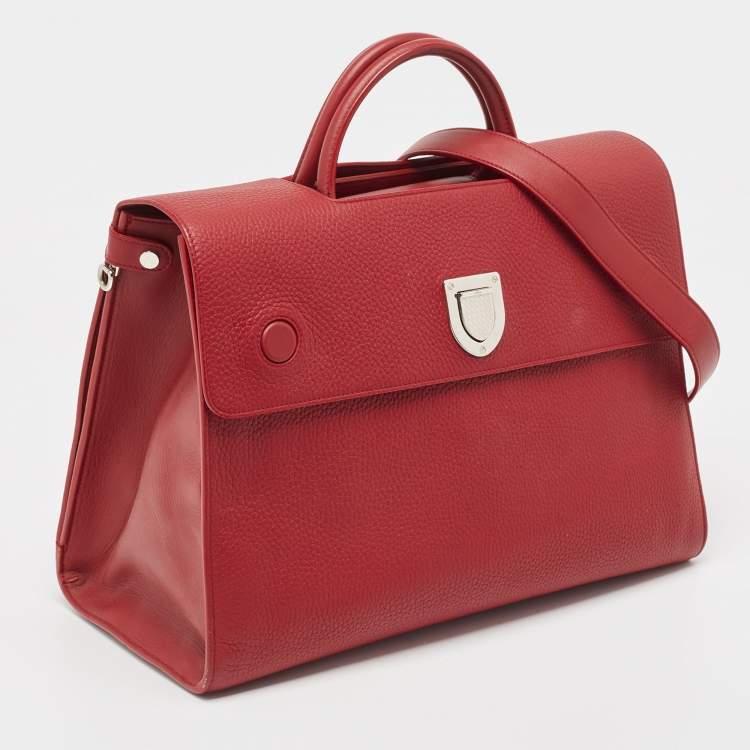 Pre Owned Dior Red Leather Large Diorever Top Handle Bag