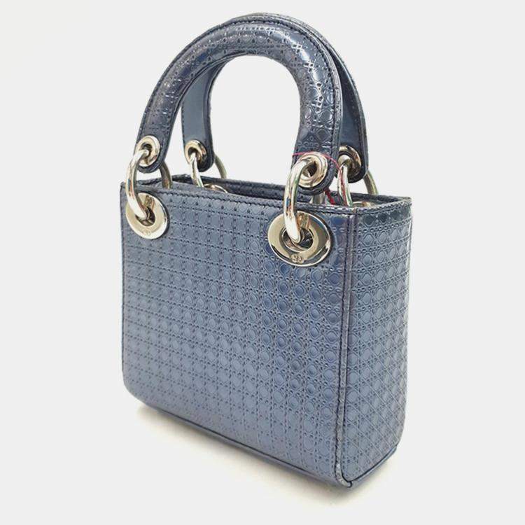 Christian Dior Grey Metallic Leather Micro Cannage Mini Lady Christian Dior Grey Metallic Leather Micro Cannage Mini Lady