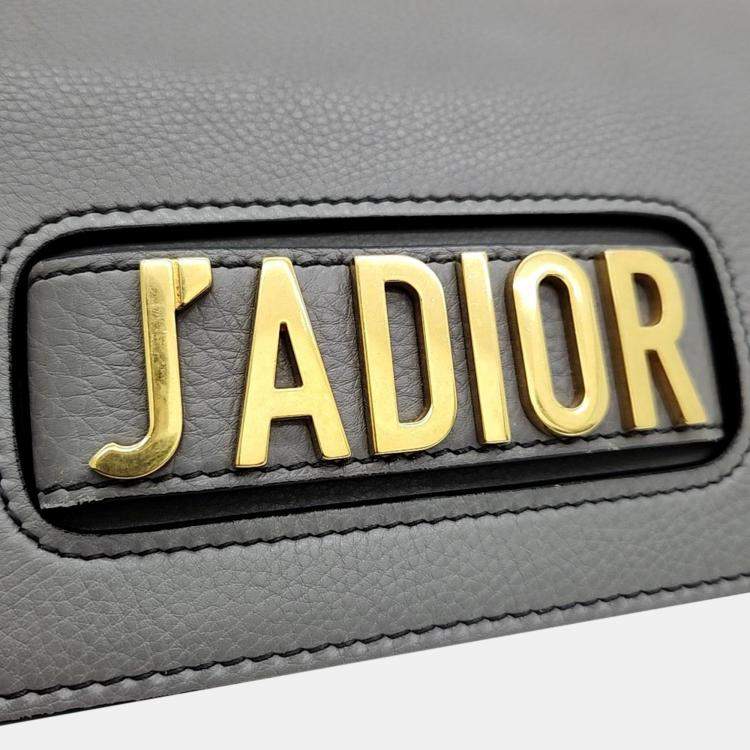 Pre Owned Christian Dior Grey Calfskin Medium J'adior Flap Bag 