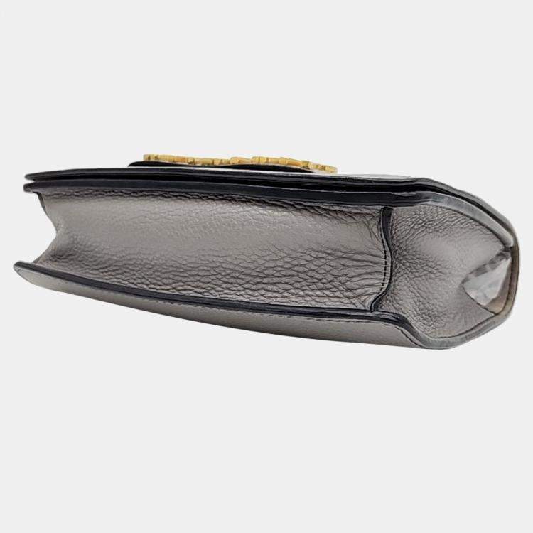 Pre Owned Christian Dior Grey Calfskin Medium J'adior Flap Bag 