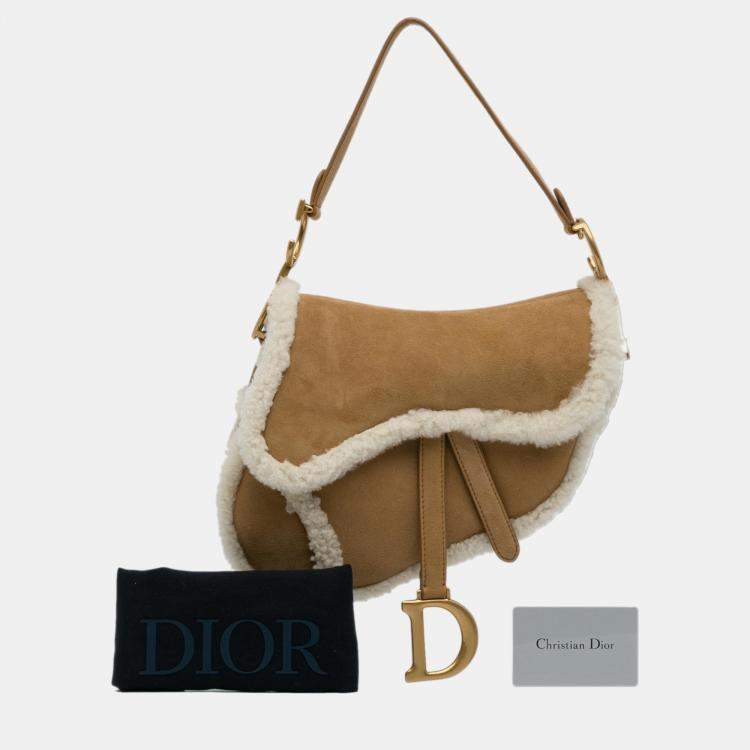 Pre Owned Dior Brown Shearling Saddle Bag