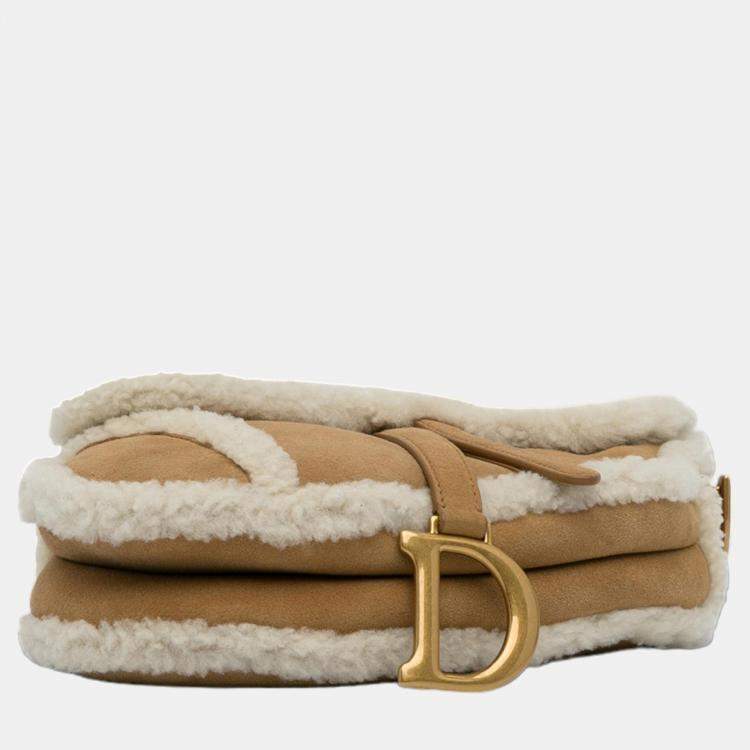 Pre Owned Dior Brown Shearling Saddle Bag