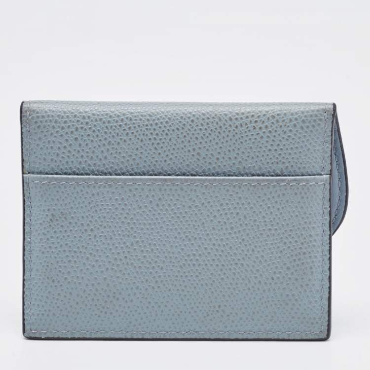 Pre Owned Dior Light Blue Leather Saddle Flap Card Case
