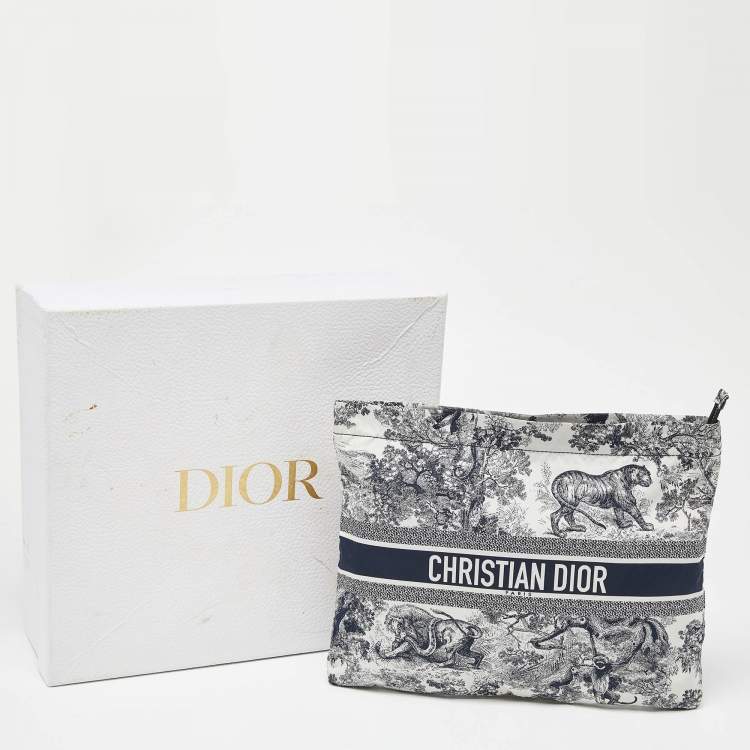 Pre Owned Dior Blue Technical Fabric Diortravel Zipped Pouch