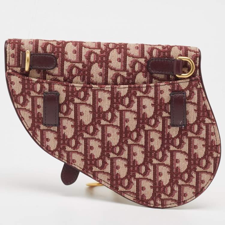 Pre Owned Dior Burgundy Oblique Canvas and Leather Saddle Belt Bag