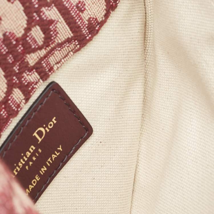 Pre Owned Dior Burgundy Oblique Canvas and Leather Saddle Belt Bag