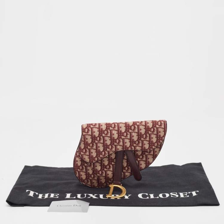 Pre Owned Dior Burgundy Oblique Canvas and Leather Saddle Belt Bag