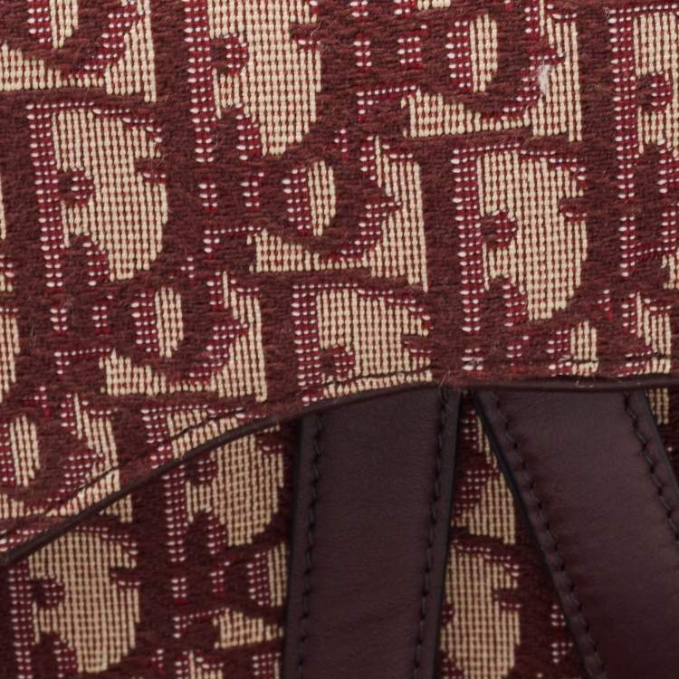 Pre Owned Dior Burgundy Oblique Canvas and Leather Saddle Belt Bag