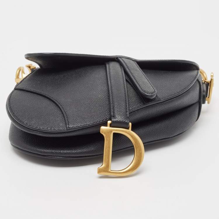 Pre Owned Dior Dark Navy Blue Leather Mini Saddle Bag