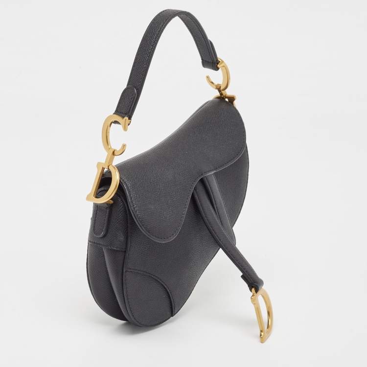 Pre Owned Dior Dark Navy Blue Leather Mini Saddle Bag