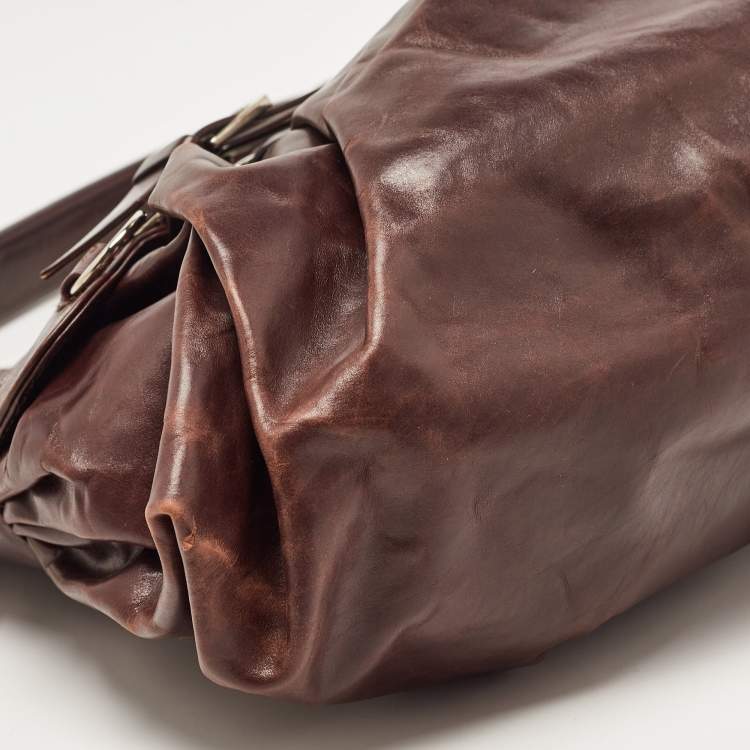 Pre Owned Dior Dark Brown Leather Corset Ballet Hobo
