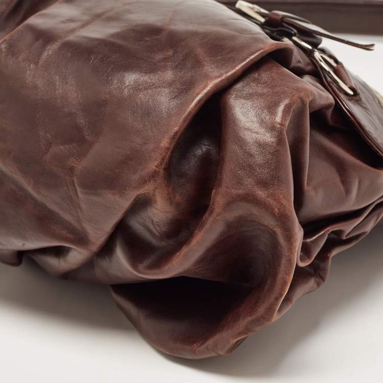 Pre Owned Dior Dark Brown Leather Corset Ballet Hobo