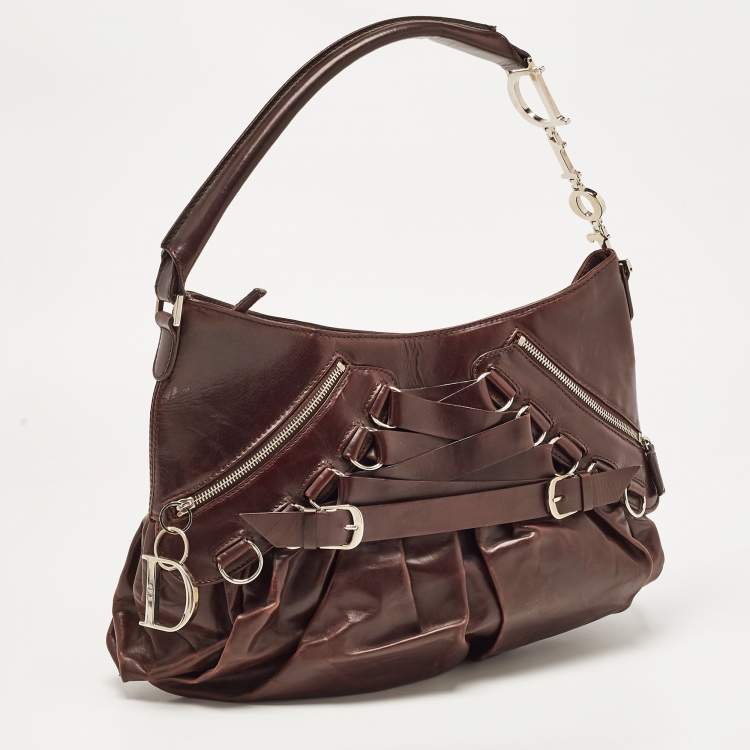 Pre Owned Dior Dark Brown Leather Corset Ballet Hobo