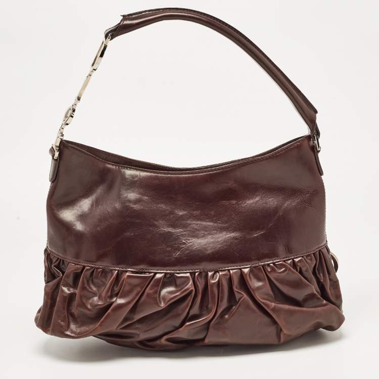 Pre Owned Dior Dark Brown Leather Corset Ballet Hobo