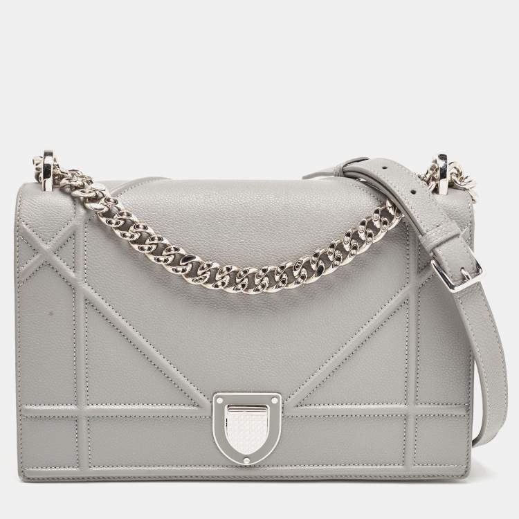 Dior Grey Leather Medium Diorama Flap Shoulder Bag Dior TLC