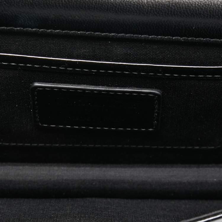 Pre Owned Dior Black Cannage Patent Leather Lady Dior Long Chain Clutch