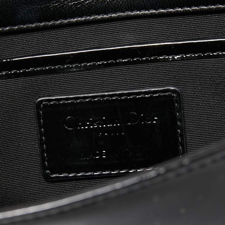 Pre Owned Dior Black Cannage Patent Leather Lady Dior Long Chain Clutch