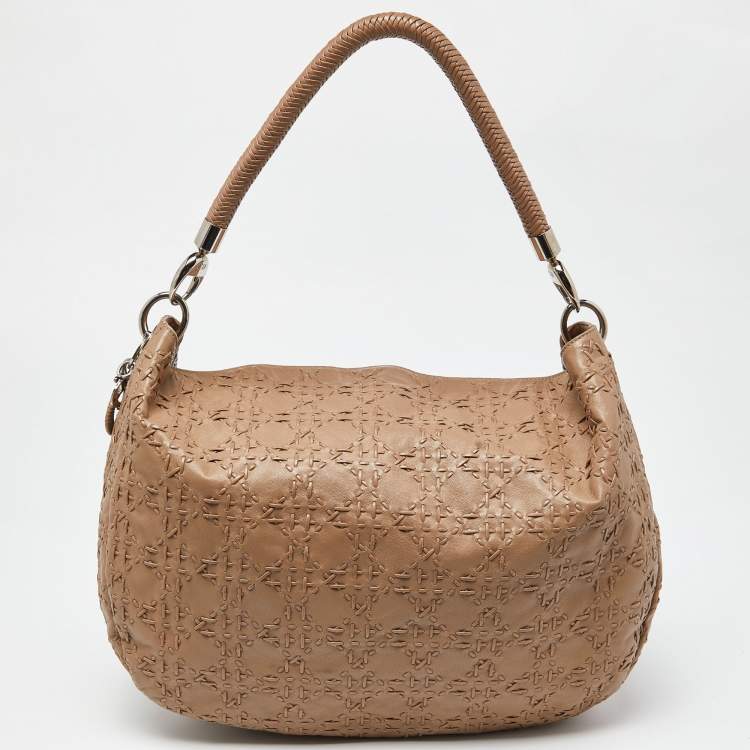 Pre Owned Dior Beige Cannage Leather Whipstitch Hobo