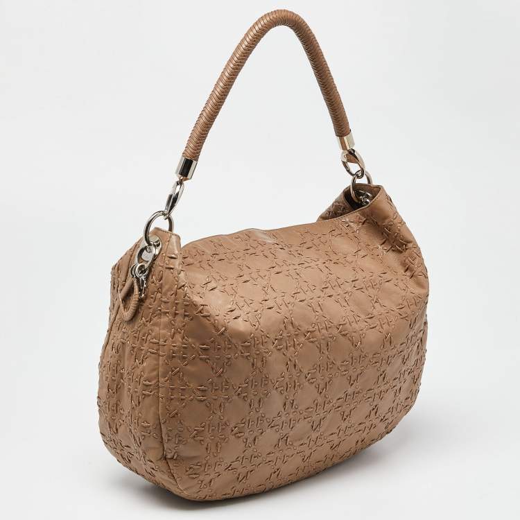 Pre Owned Dior Beige Cannage Leather Whipstitch Hobo